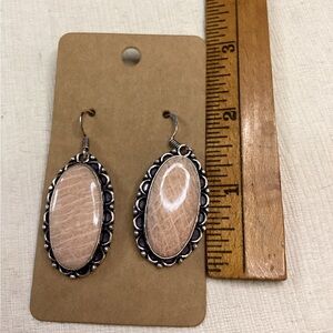 Elegant Pink Sunstone Oval Earrings